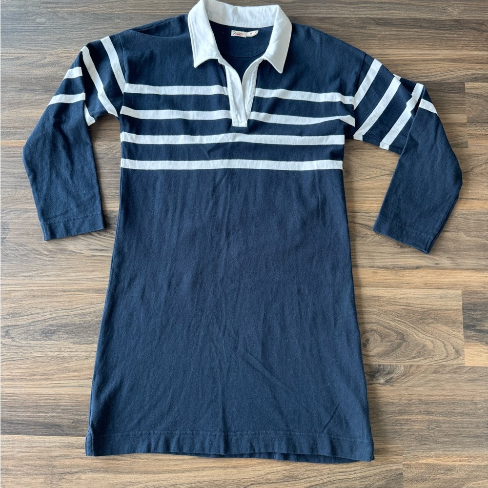 Faherty Navy and White Striped Rugby Shirt Dress Sz M